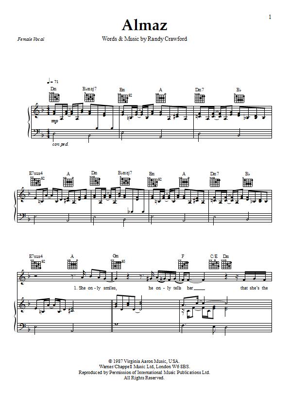 Randy Crawford - Almaz Piano / Vocal Sheet Music : Sample Image