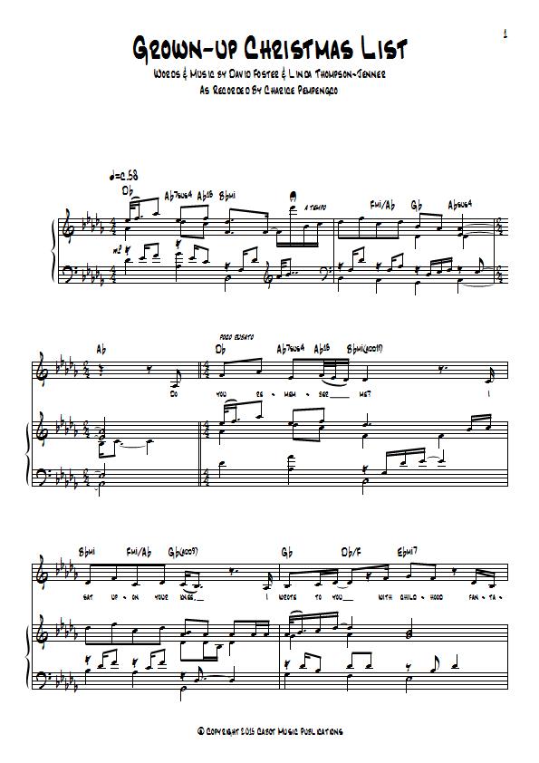 Charice Pempengco - Grown-up Christmas List Piano / Vocal Sheet Music : Sample Image