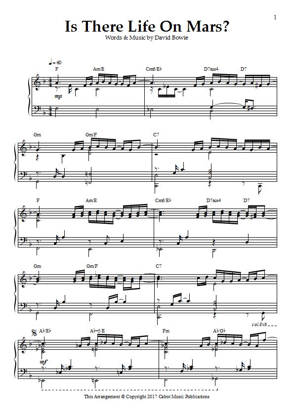 David Bowie - Is There Life On Mars? Piano Sheet Music : Sample Image