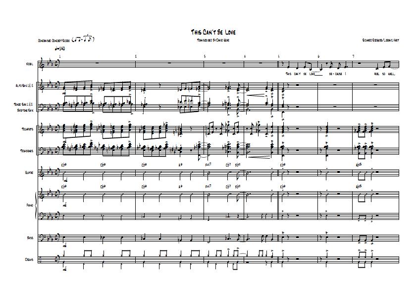 Natalie Cole - This Can't Be Love Sheet Music - Big Band Arrangement / Chart : Sample Image
